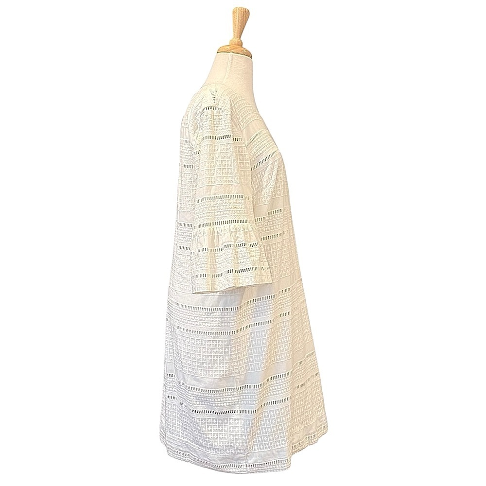 J. Crew White Eyelet Embroidered 100% Cotton Flutter Sleeve Shift Mini Size 10 - Picture 5 of 10